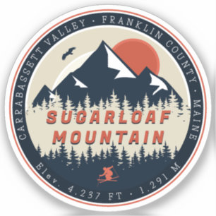Sugarloaf Maine Mountain Retro  60s Ski Sticker