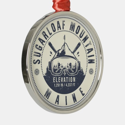Sugarloaf Maine Mountain  Ski Souvenir Metalen Ornament (Rechts)