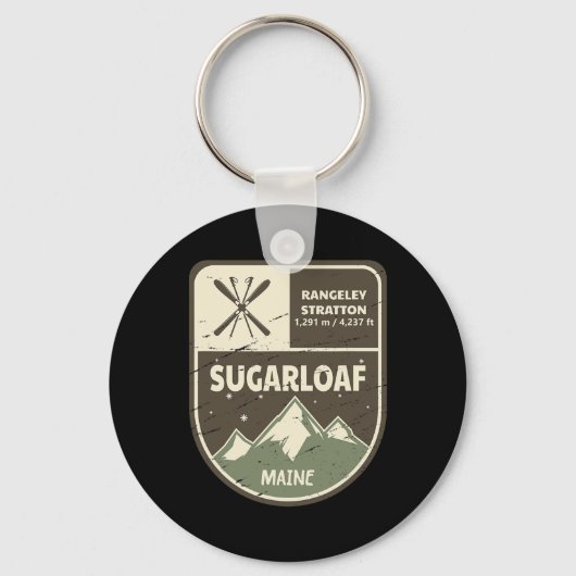 Sugarloaf Maine Skien Oude Stijl Sleutelhanger (Voorkant)