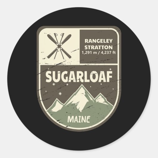 Sugarloaf Maine Skiing  Ronde Sticker (Voorkant)