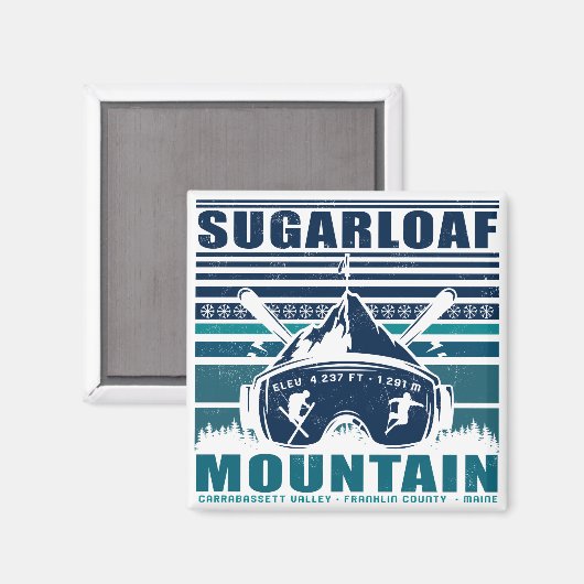 Sugarloaf Mountain Maine  Skiing Souvenirs Magneet (Voorkant / Achterkant)