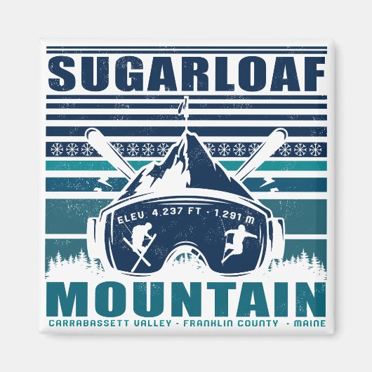Sugarloaf Mountain Maine  Skiing Souvenirs Magneet (Voorkant)
