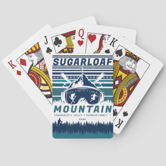 Sugarloaf Mountain Maine  Skiing Souvenirs Pokerkaarten (Achterkant)
