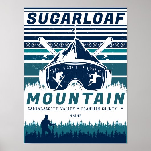 Sugarloaf Mountain Maine  Skiing Souvenirs Poster (Voorkant)