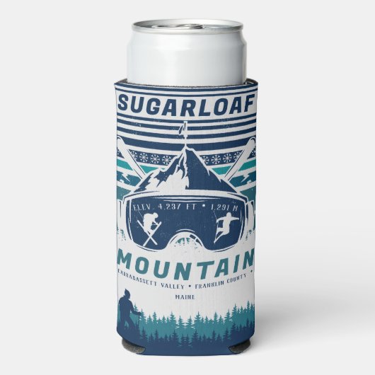Sugarloaf Mountain Maine Skiing Souvenirs Seltzer Blikjeskoeler (Seltzer Achterkant)