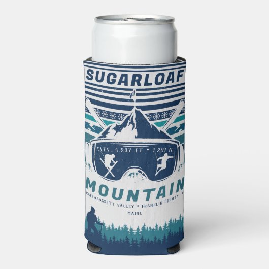 Sugarloaf Mountain Maine  Skiing Souvenirs Seltzer Blikjeskoeler (Seltzer Voorkant)