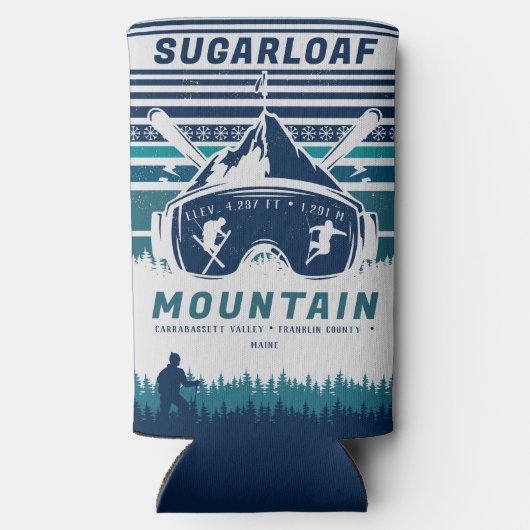 Sugarloaf Mountain Maine Skiing Souvenirs Seltzer Blikjeskoeler (Achterkant)