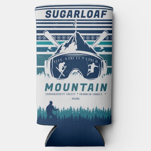 Sugarloaf Mountain Maine  Skiing Souvenirs Seltzer Blikjeskoeler (Voorkant)