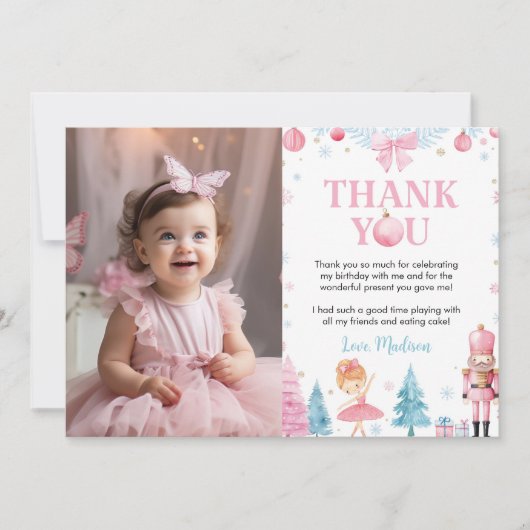 Sugarplum Fairy Kerstmis Verjaardag Foto Dank u Bedankkaart (Voorkant)