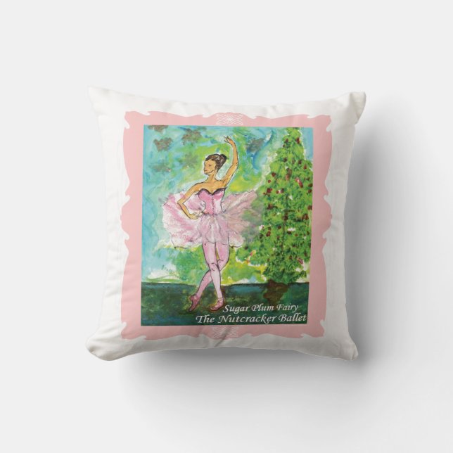 Sugarplum Fairy Nutkraker Balletkussen Kussen (Voorkant)