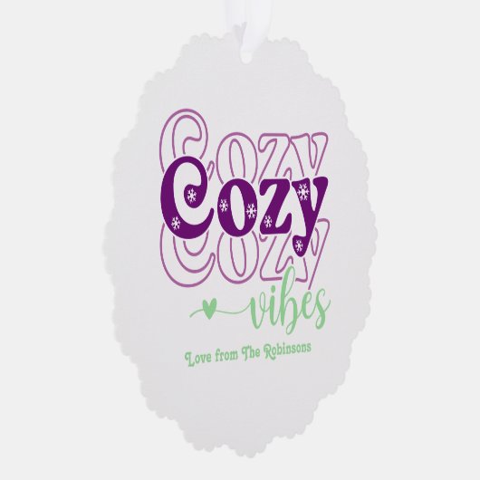 Sugarplum Magic Cosy Vibes Retro Kerstfoto Ornament Kaart (Rechts)