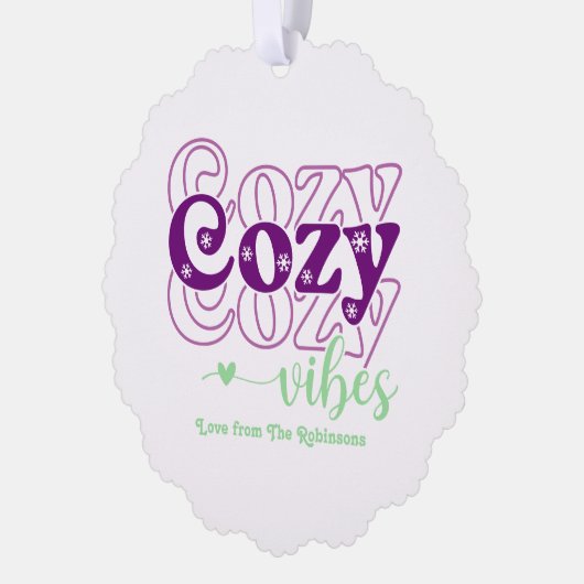 Sugarplum Magic Cosy Vibes Retro Kerstfoto Ornament Kaart (Links)