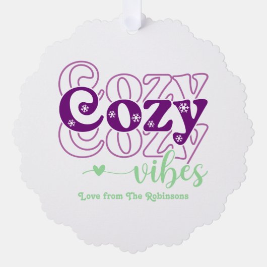Sugarplum Magic Cosy Vibes Retro Kerstfoto Ornament Kaart (Voorkant)