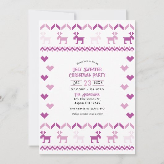 Sugarplum & Snow Knit Ugly Sweater Christmas Party Kaart (Voorkant)