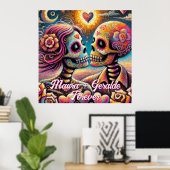 Sugarschedels in Love Chalk Pastel Persoonlijk Poster (Thuiskantoor)