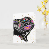 SUGARSKULL CHOW -Kunst ansichtkaarten Kaart (Gele Bloem)
