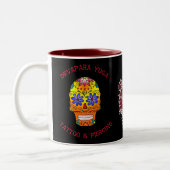 sugarskull lady, sugar skull deva, schwert herz tweekleurige koffiemok (Links)