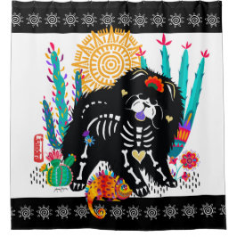 SUGARSKULL NIRVANA Chow Dog Douchegordijn