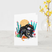 SUGARSKULL NIRVANA chow dog halloween Kaart (Gele Bloem)