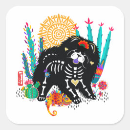 SUGARSKULL NIRVANA chow dog halloween Vierkante Sticker