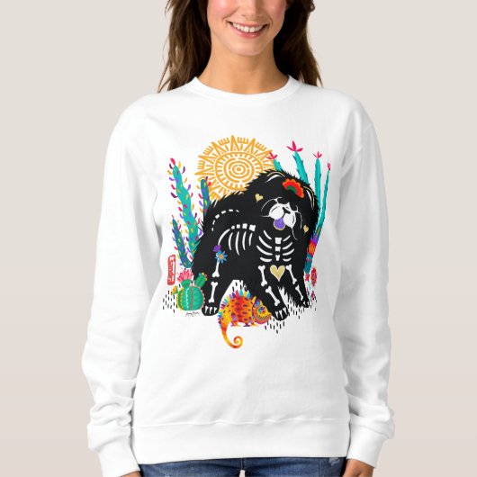 SUGARSKULL NIRVANA chow dog halloween witte shirte Trui (Voorkant)