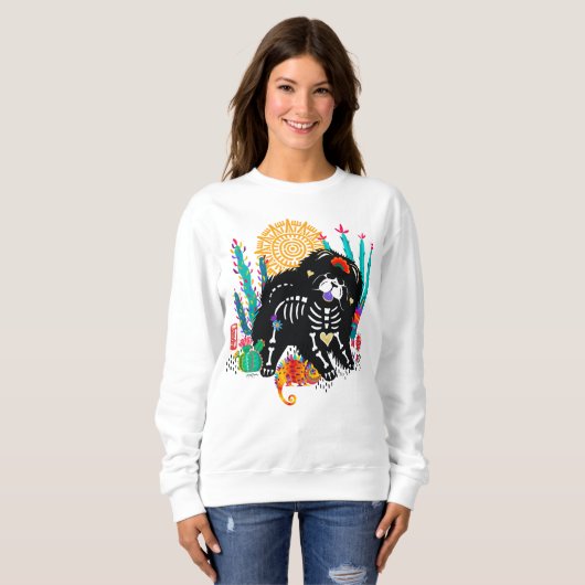 SUGARSKULL NIRVANA chow dog halloween witte shirte Trui (Voorkant volledig)
