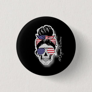 SugarSkull Pin USA, met de kleuraanduiding Ronde Button 3,2 Cm