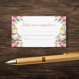 suggesties voor babynamen bloemige baby shower pas informatiekaartje