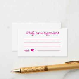 Suggesties voor babynamen, roze minimalistische ba informatiekaartje