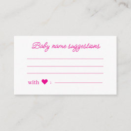 Suggesties voor babynamen, roze minimalistische ba informatiekaartje