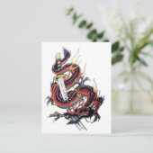 Sui Riu Japanse Dragon Katana Briefkaart (Staand voorkant)