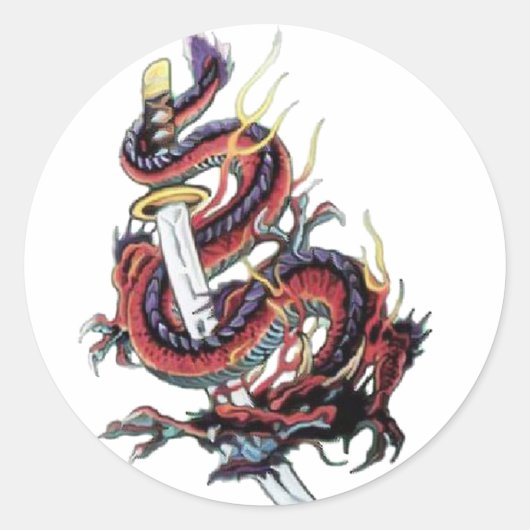 Sui Riu Japanse Dragon Katana Ronde Sticker (Voorkant)