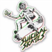 Suïcidale Schaatsen Rood groen - 4-inch Kus Cut Vi Sticker (Voorkant)