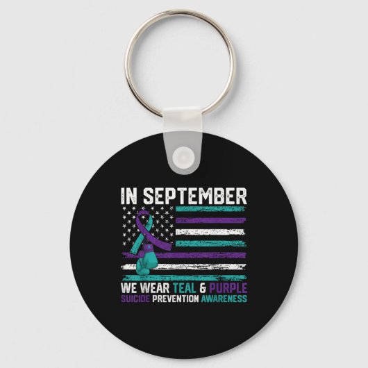 Suicide Awareness 2024 In September We Wear Teal P Sleutelhanger (Voorkant)