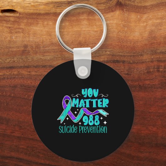 Suicide Awareness - 988 Shirt - Suicide Prevention Sleutelhanger (Voorkant)