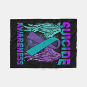 Suicide Awareness Clothing Wings Ribbon Suicide Pr Fleece Deken (Voorkant (Horizontaal))