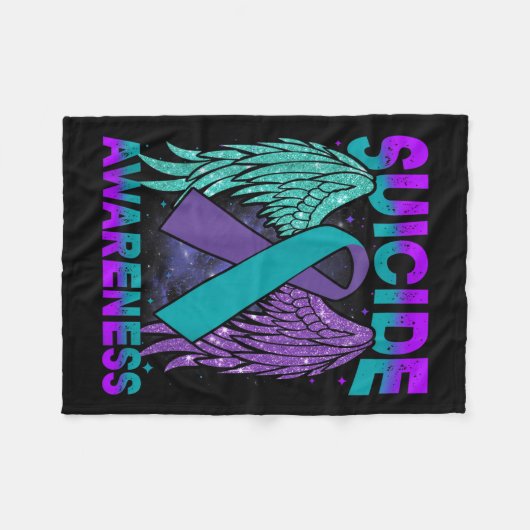 Suicide Awareness Clothing Wings Ribbon Suicide Pr Fleece Deken (Voorkant (Horizontaal))