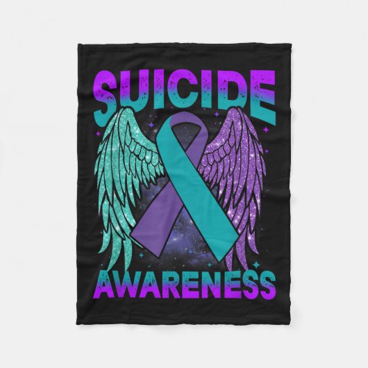 Suicide Awareness Clothing Wings Ribbon Suicide Pr Fleece Deken (Voorkant)