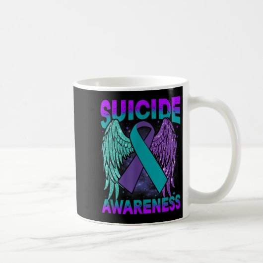 Suicide Awareness Clothing Wings Ribbon Suicide Pr Koffiemok (Rechts)