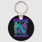 Suicide Awareness Clothing Wings Ribbon Suicide Pr Sleutelhanger (Voorkant)