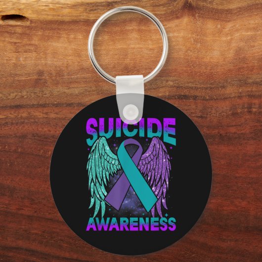 Suicide Awareness Clothing Wings Ribbon Suicide Pr Sleutelhanger (Voorkant)