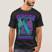 Suicide Awareness Clothing Wings Ribbon Suicide Pr T-shirt (Voorkant)