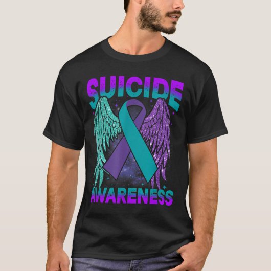 Suicide Awareness Clothing Wings Ribbon Suicide Pr T-shirt (Voorkant)