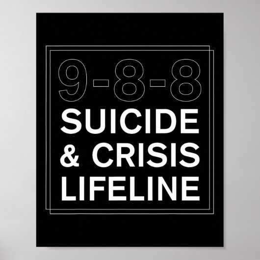 Suicide Awareness Crisis Lifeline 988 1 Poster (Voorkant)