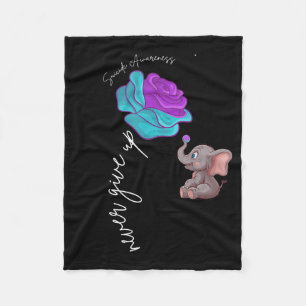 Suicide Awareness Flower Elephant Ribbon Graphic Fleece Deken