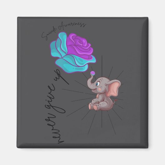 Suicide Awareness Flower Elephant Ribbon Graphic  Magneet (Voorkant)