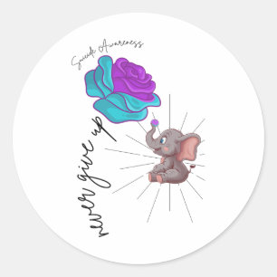 Suicide Awareness Flower Elephant Ribbon Graphic Ronde Sticker