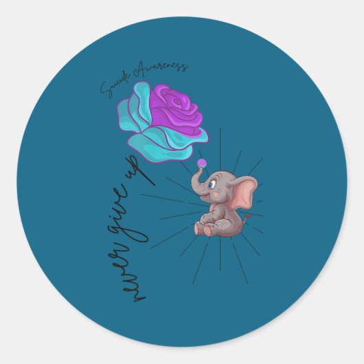 Suicide Awareness Flower Elephant Ribbon Graphic  Ronde Sticker (Voorkant)