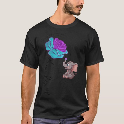 Suicide Awareness Flower Elephant Ribbon Graphic  T-shirt (Voorkant)