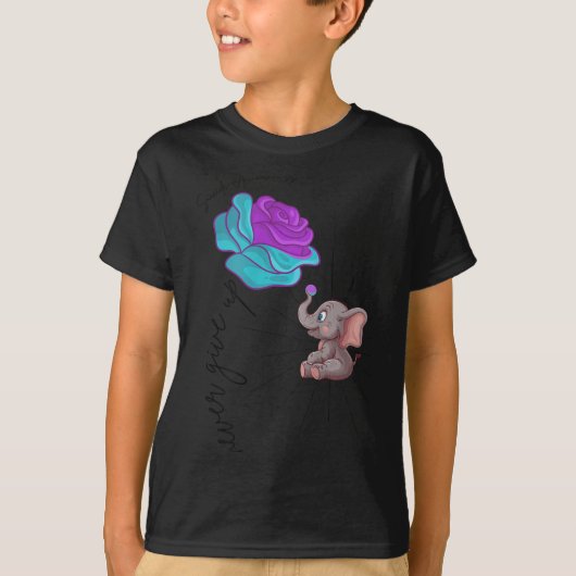 Suicide Awareness Flower Elephant Ribbon Graphic T-shirt (Voorkant)